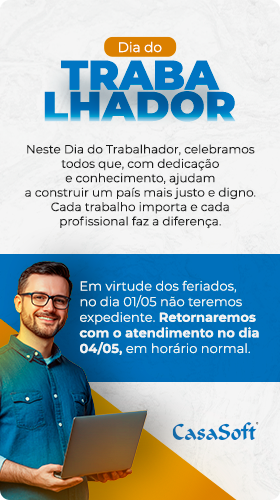 Em virtude do feriado no dia 21/04 não teremos expediente, retornamos com o atendimento no dia 22/04 em horário normal.